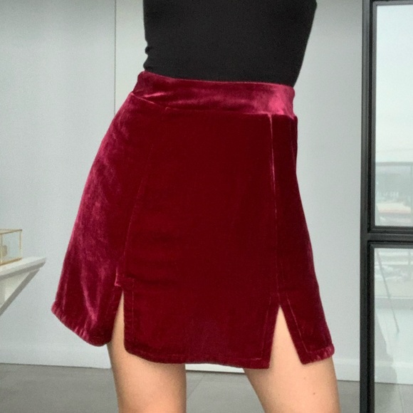 For Love And Lemons Dresses & Skirts - FOR LOVE & LEMONS RED VELVET SKIRT